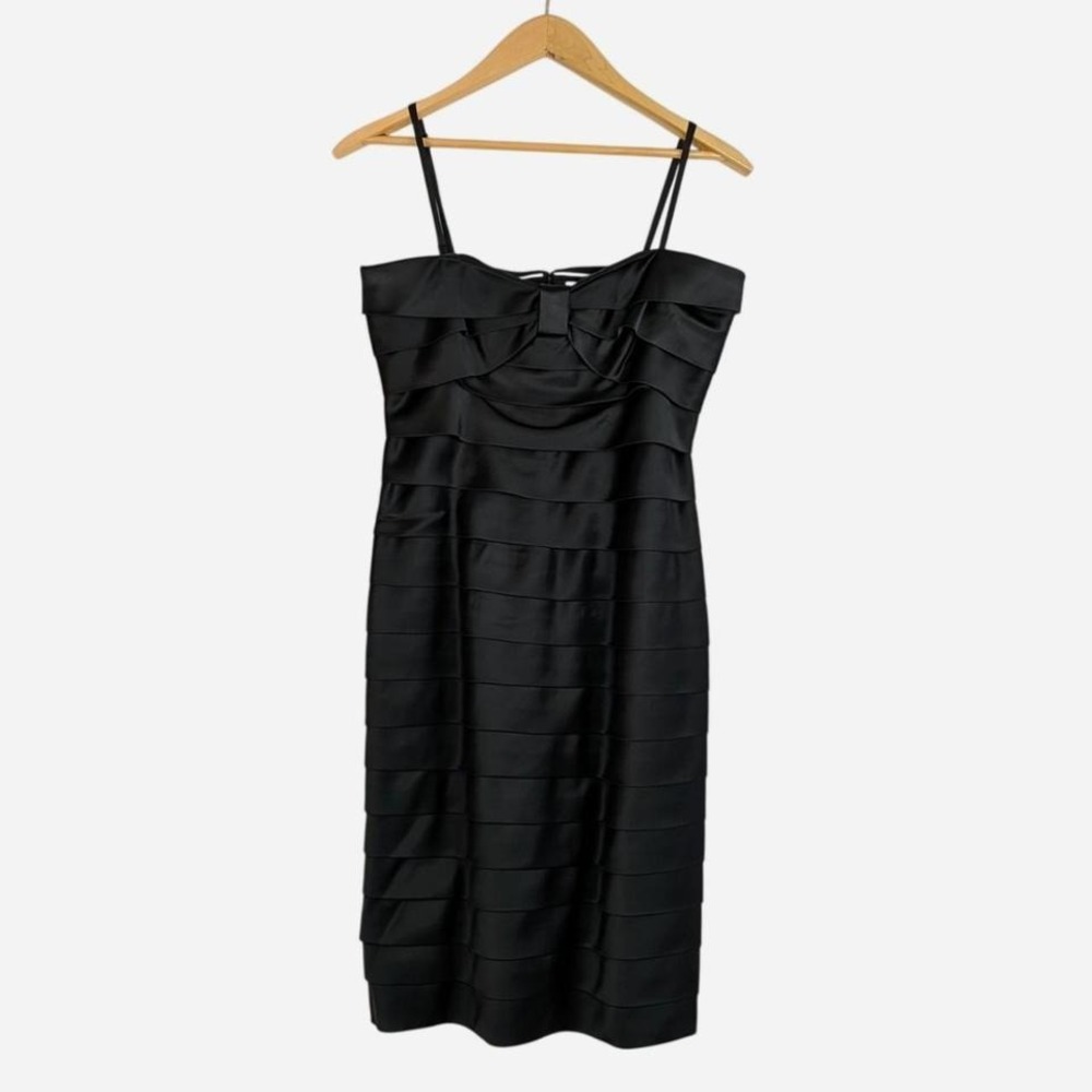 Calvin Klein Black Tiered Satin Bow‎ Cocktail Dress Size 10
